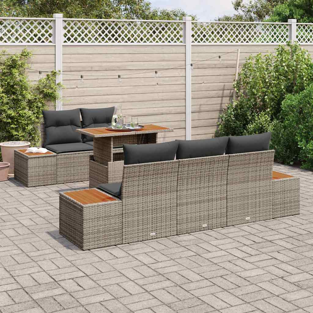Garten Essgruppe mit Kissen 6 pcs Grau und Braun