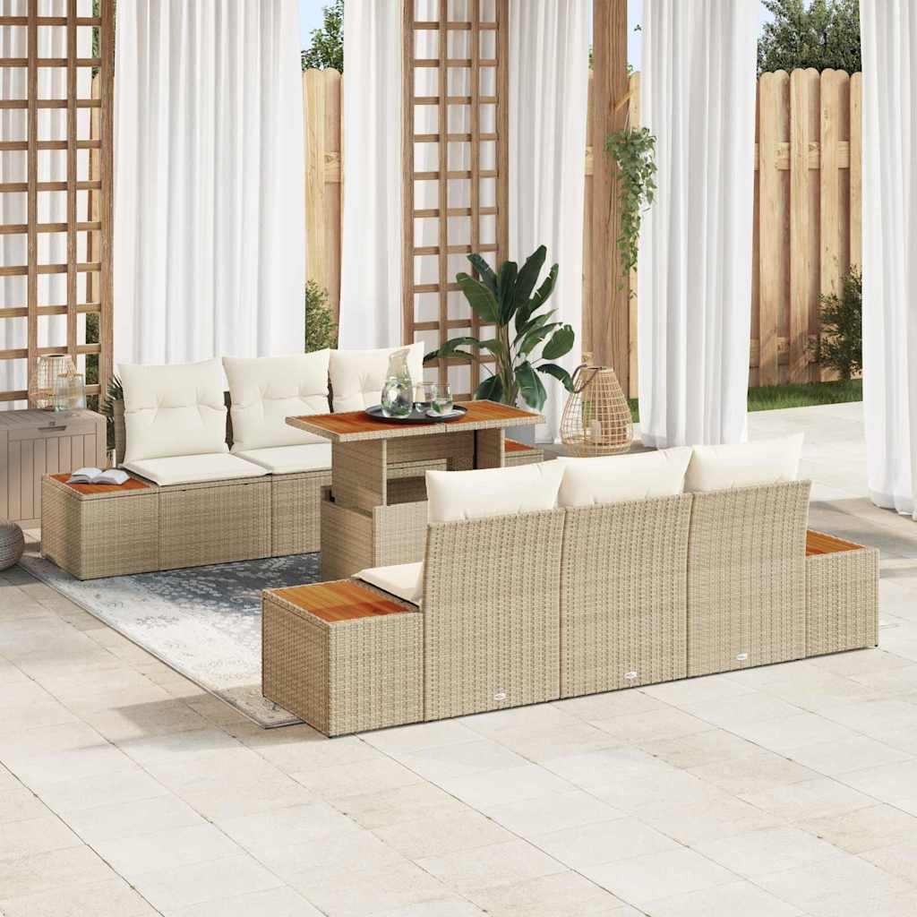 Garten Essgruppe mit Kissen 7 pcs Beige und Creme