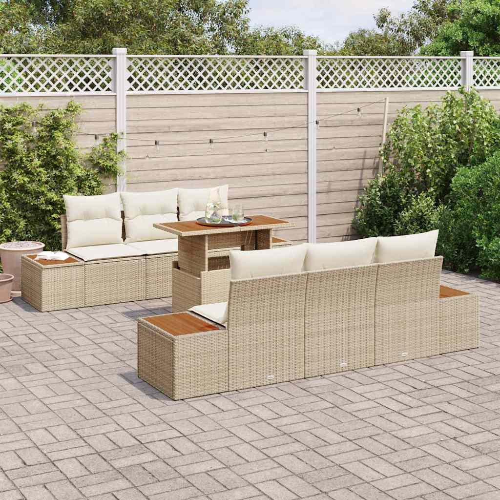 Garten Essgruppe mit Kissen 7 pcs Beige und Creme