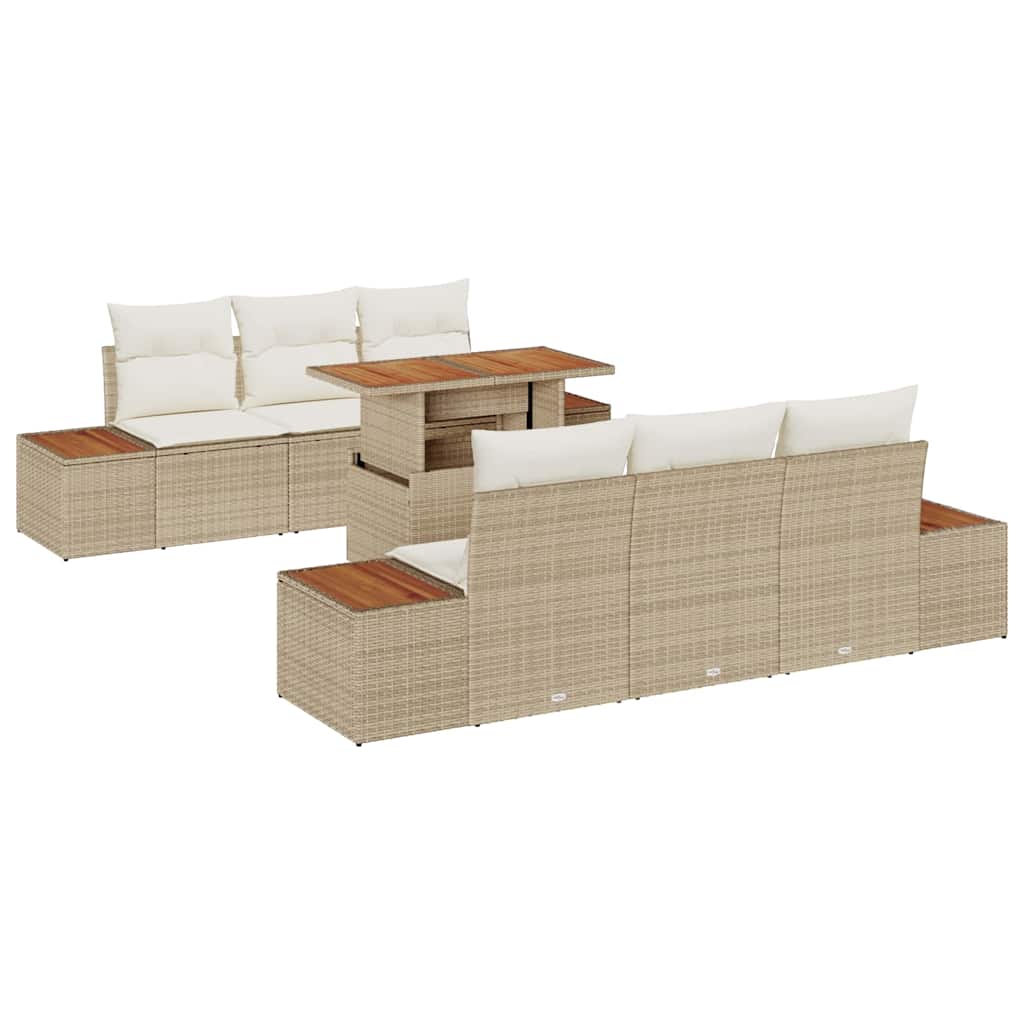 Garten Essgruppe mit Kissen 7 pcs Beige und Creme