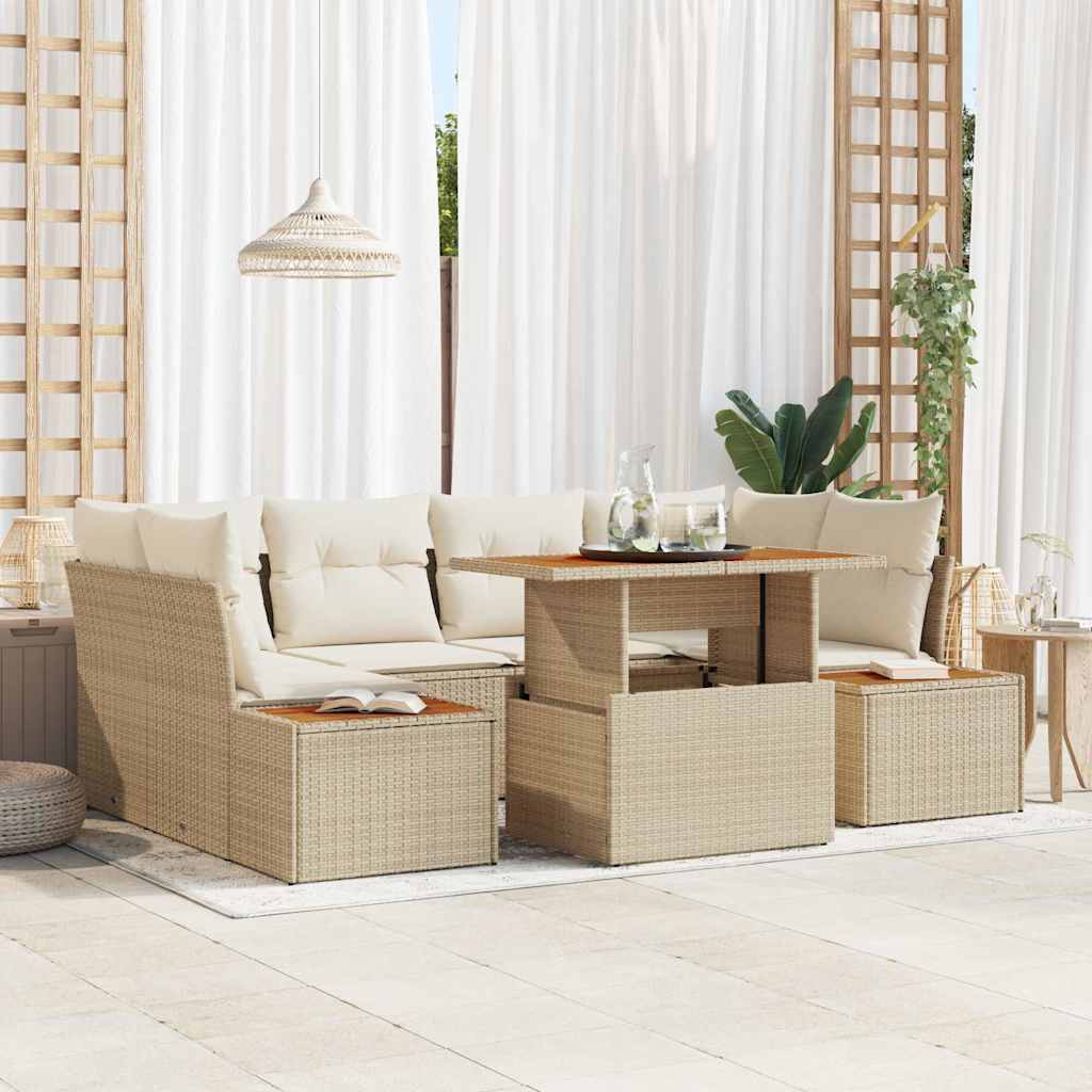 Garten Essgruppe mit Kissen 9 pcs Beige und Creme