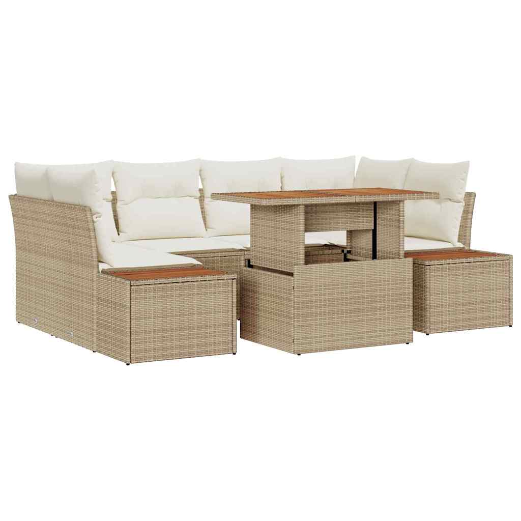 Garten Essgruppe mit Kissen 9 pcs Beige und Creme