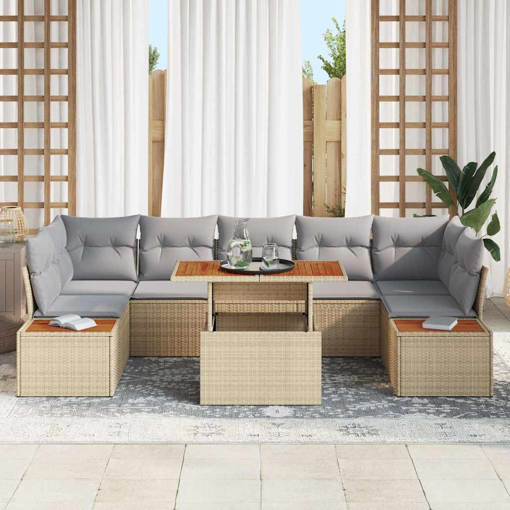 Garten Essgruppe mit Kissen 8 pcs Beige und Grau