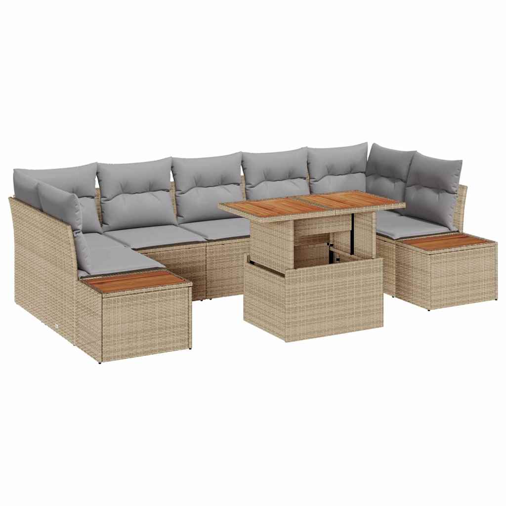 Garten Essgruppe mit Kissen 8 pcs Beige und Grau