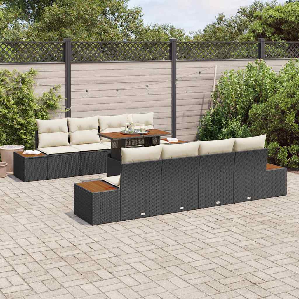 Garten Essgruppe mit Kissen 9 pcs Schwarz und Beige