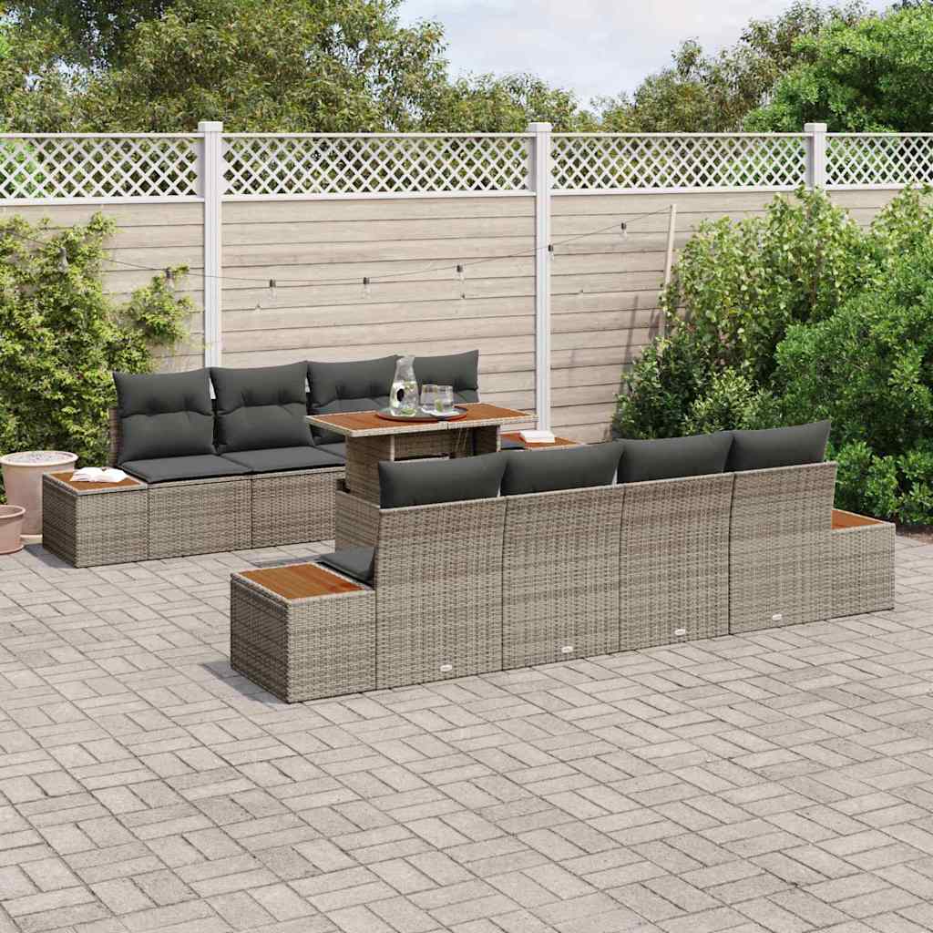 Garten Essgruppe mit Kissen 9 pcs Grau und Braun