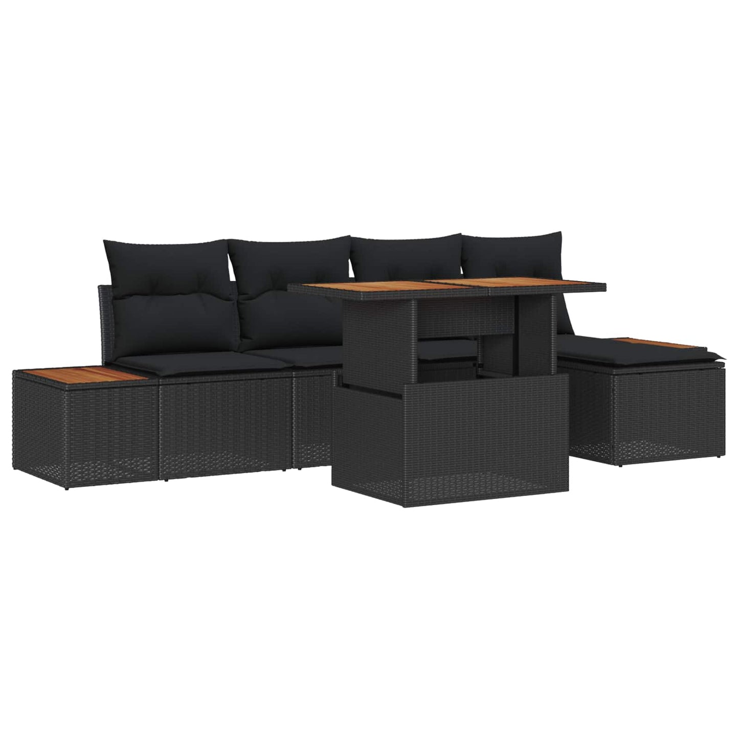 Garten Essgruppe mit Kissen 6 pcs Schwarz und Braun