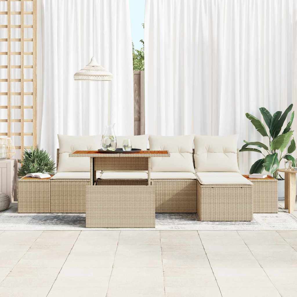 Garten Essgruppe mit Kissen 6 pcs Beige und Creme