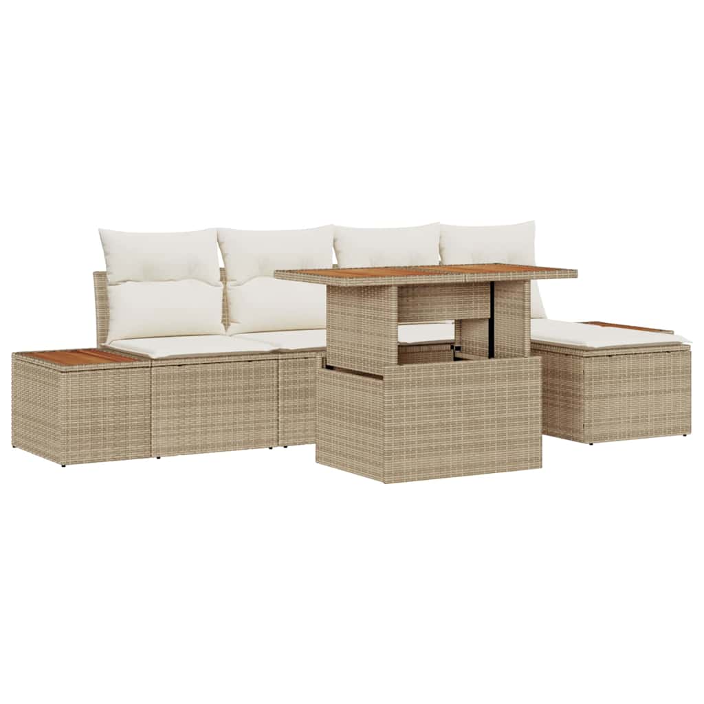 Garten Essgruppe mit Kissen 6 pcs Beige und Creme