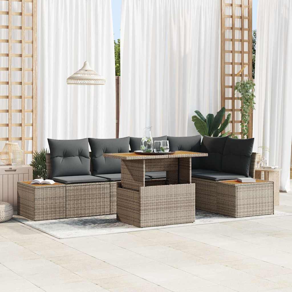 Garten Essgruppe mit Kissen 6 pcs Grau und Braun