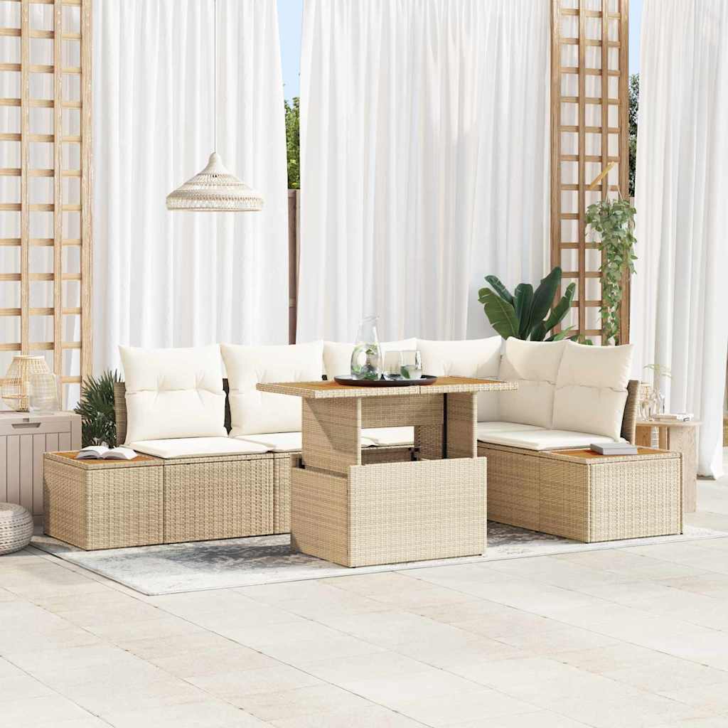 Garten Essgruppe mit Kissen 6 pcs Beige