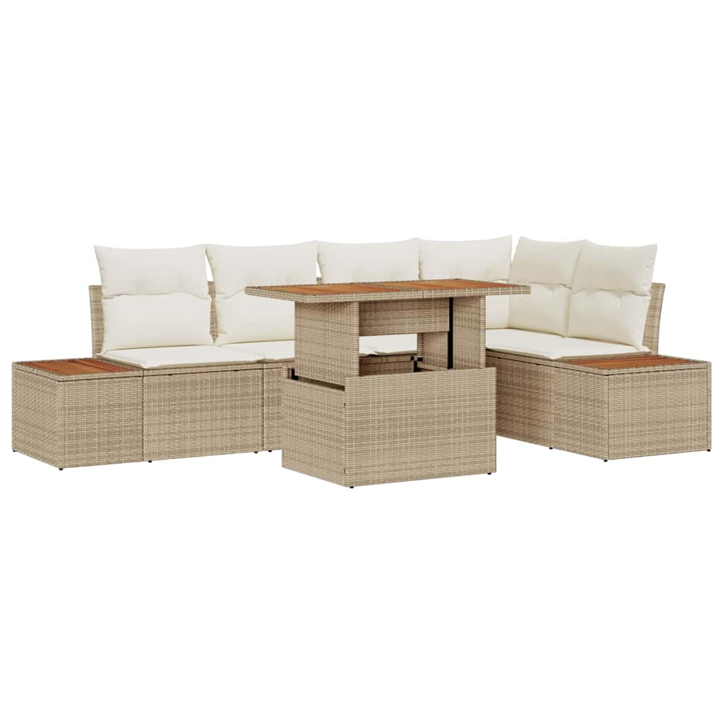 Garten Essgruppe mit Kissen 6 pcs Beige