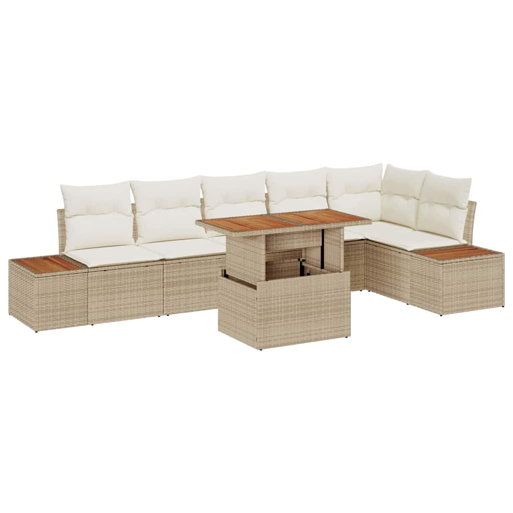 Garten Essgruppe mit Kissen 7 pcs Beige und Creme