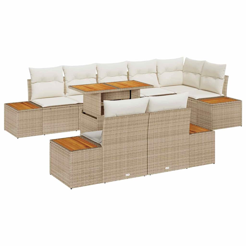 Garten Essgruppe mit Kissen 9 pcs Beige und Creme