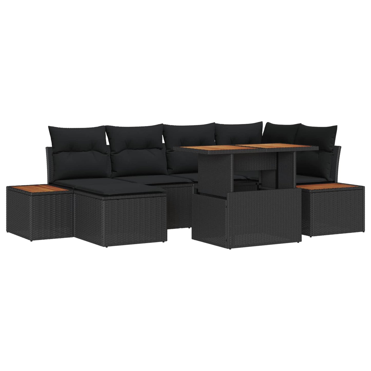 Garten Essgruppe mit Kissen 7 pcs Schwarz und Braun