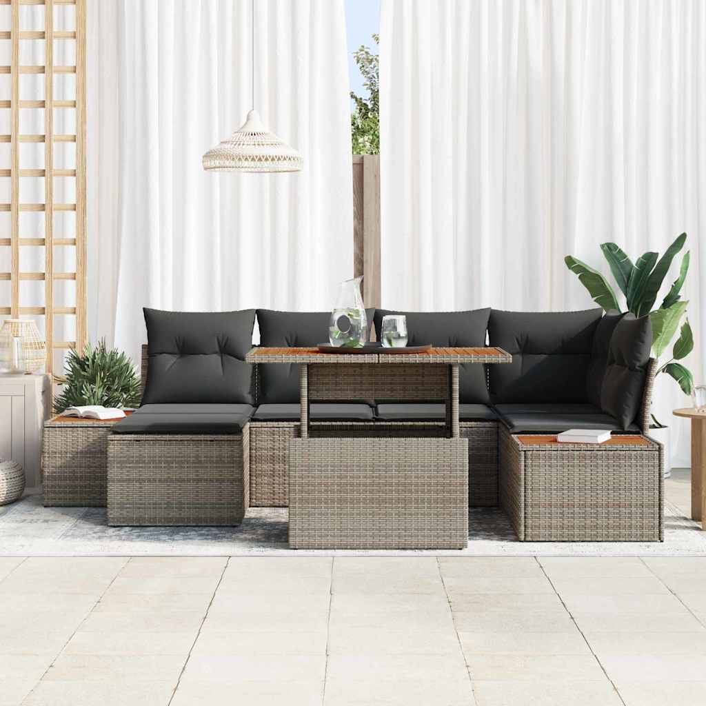 Garten Essgruppe mit Kissen 7 pcs Grau und Braun