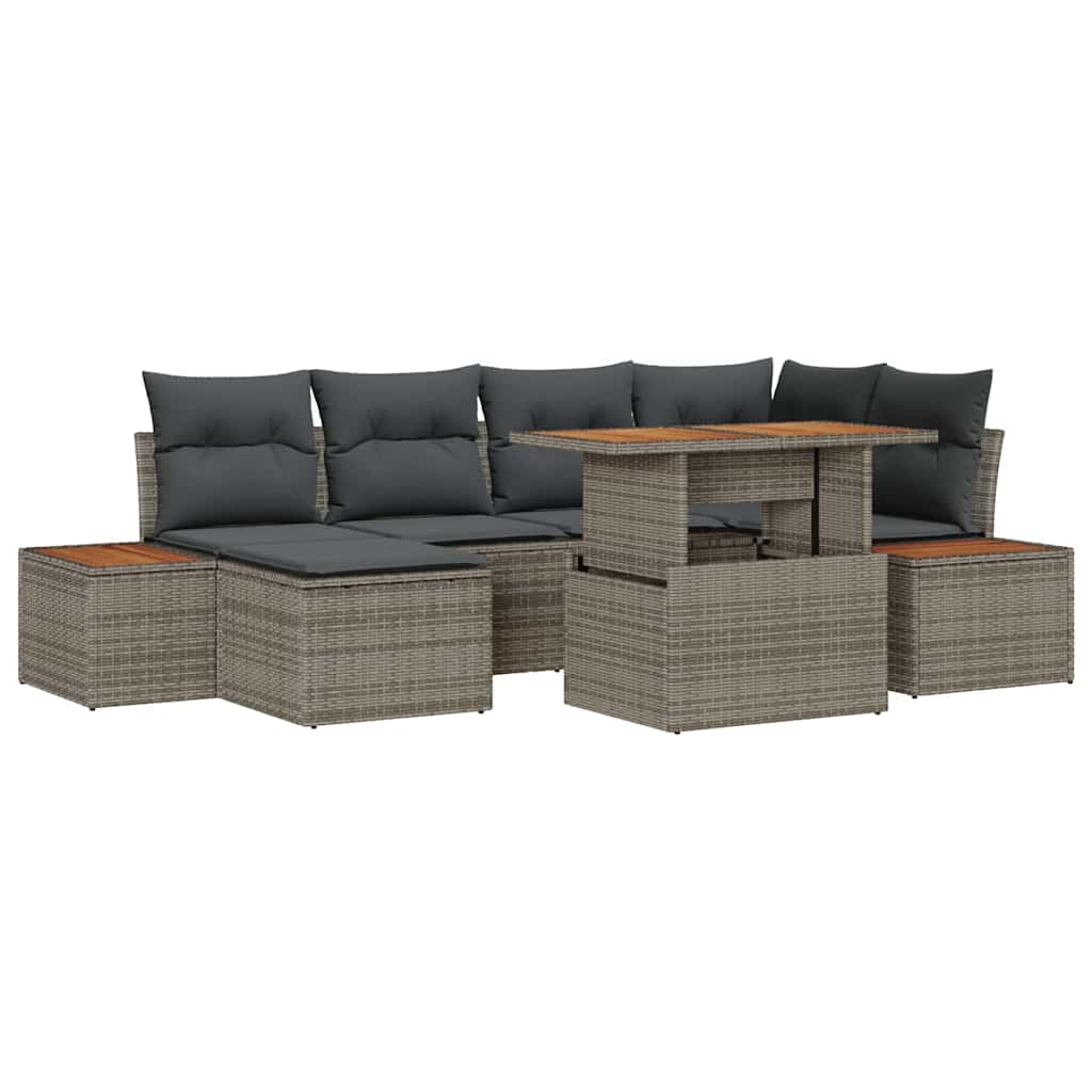 Garten Essgruppe mit Kissen 7 pcs Grau und Braun