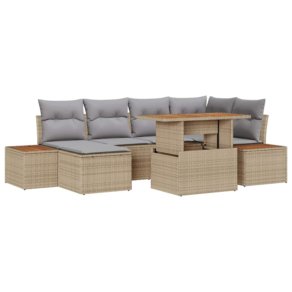 Garten Essgruppe mit Kissen 7 pcs Beige und Grau