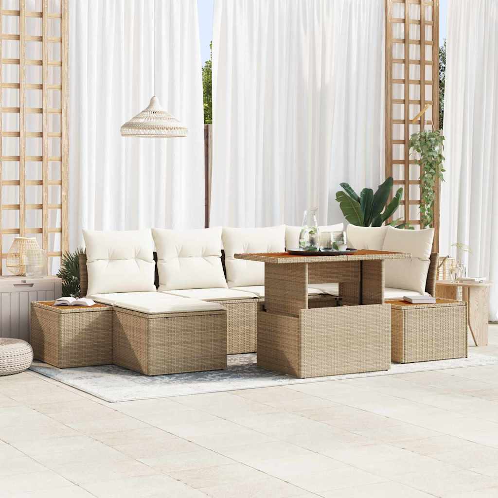 Garten Essgruppe mit Kissen 7 pcs Beige und Creme