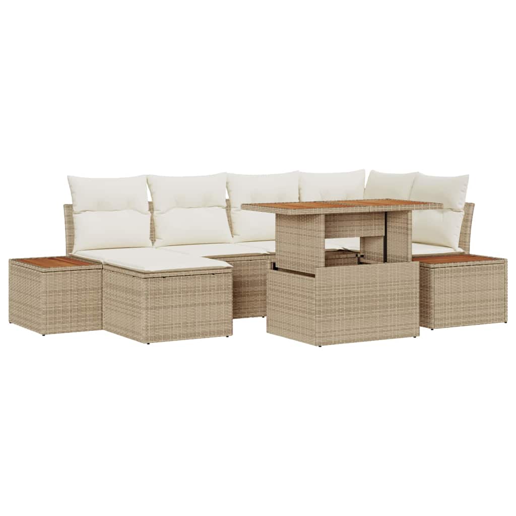Garten Essgruppe mit Kissen 7 pcs Beige und Creme