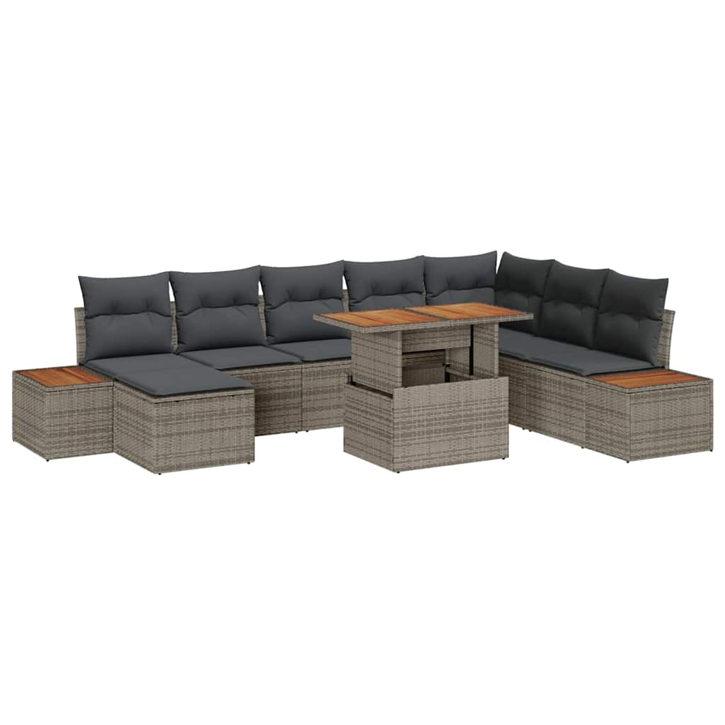 Garten Essgruppe mit Kissen 9 pcs Grau und Braun
