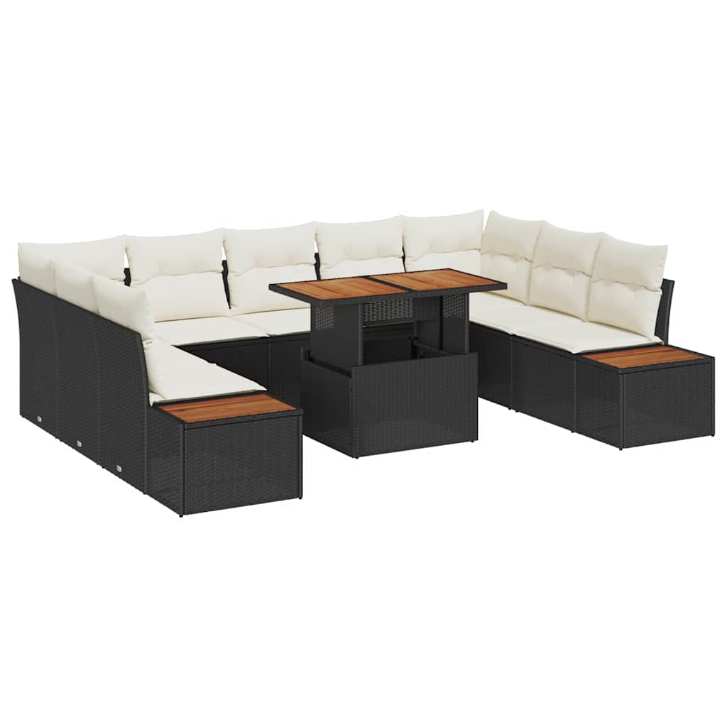 Garten Essgruppe mit Kissen 10 pcs Schwarz und Beige