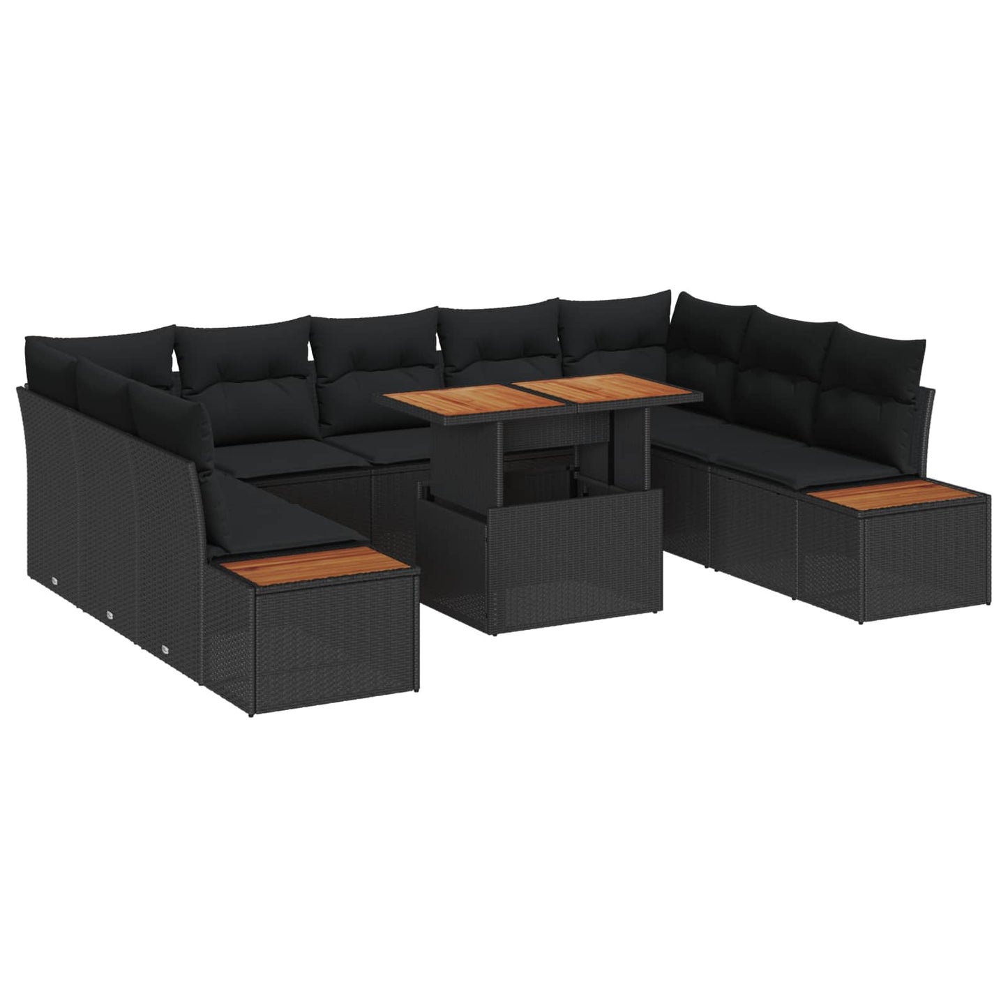 Garten Essgruppe mit Kissen 10 pcs Schwarz und Braun