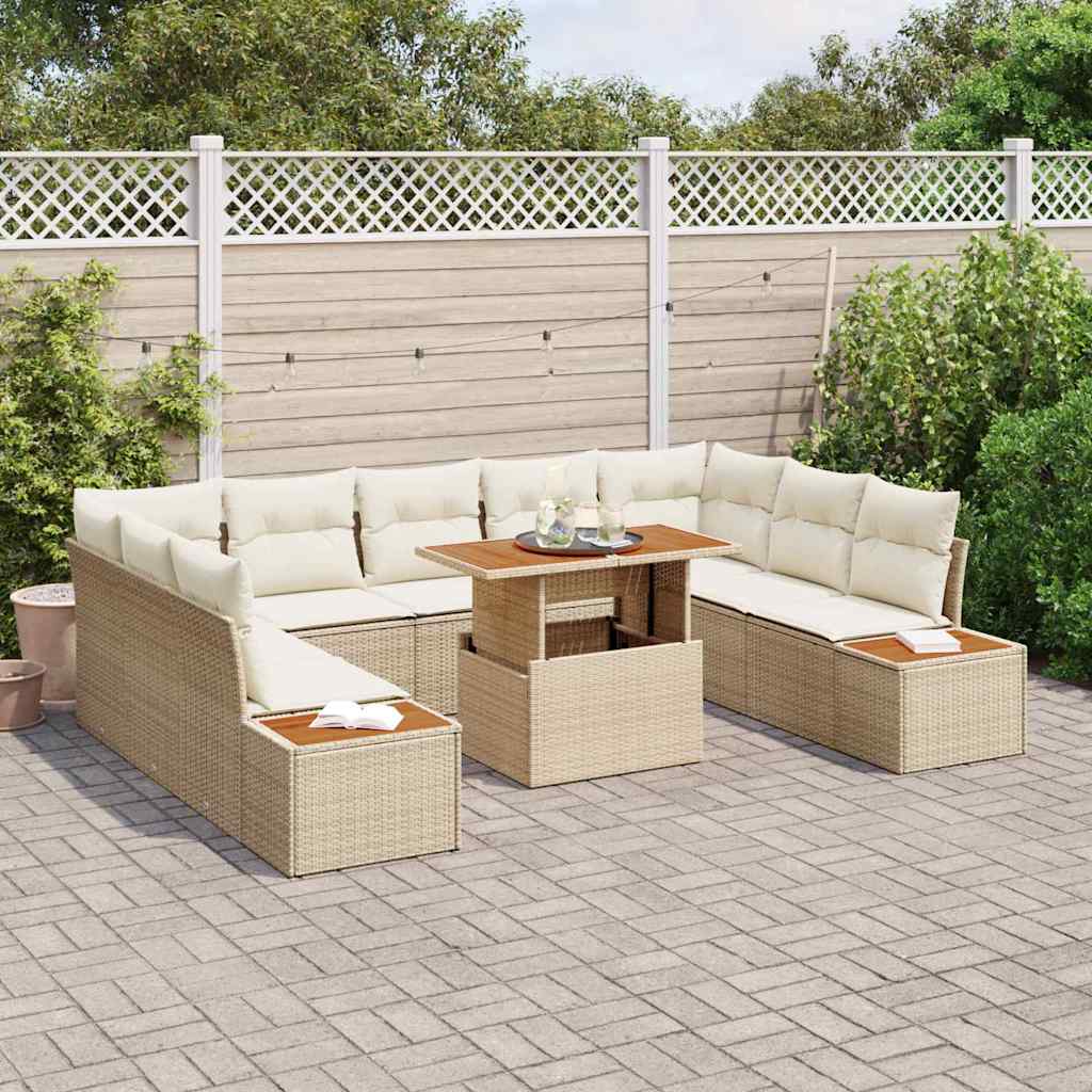 Garten Essgruppe mit Kissen 10 pcs Beige und Creme