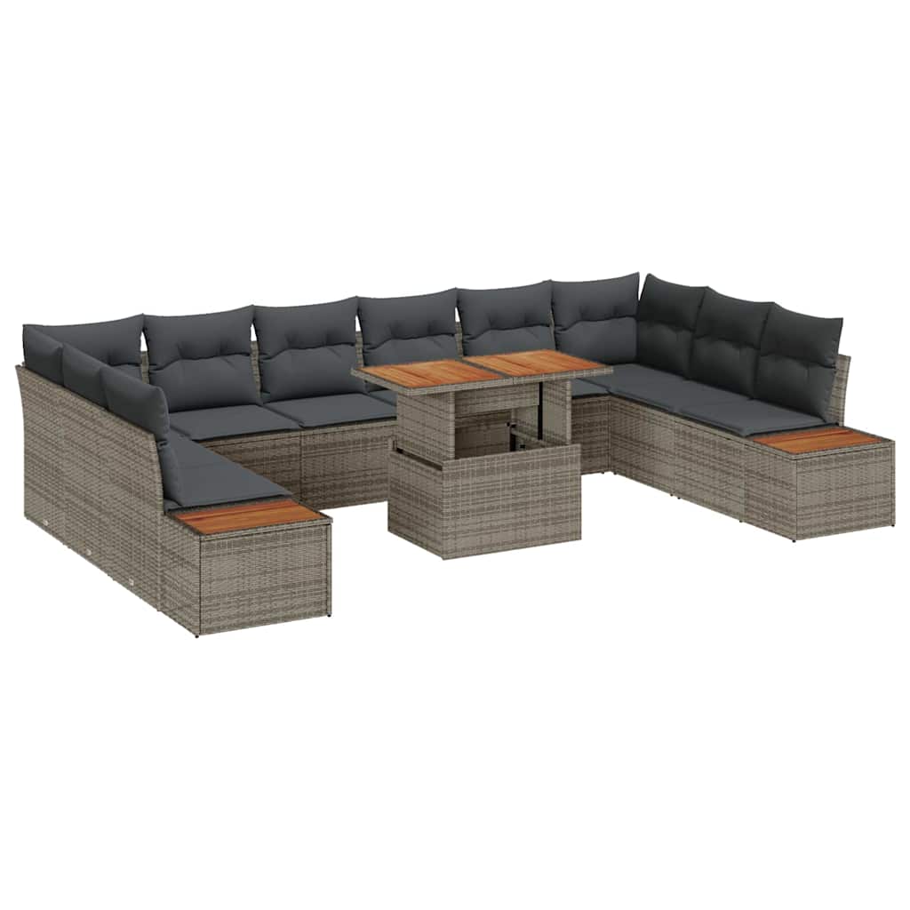 Garten Essgruppe mit Kissen 11 pcs Grau und Braun