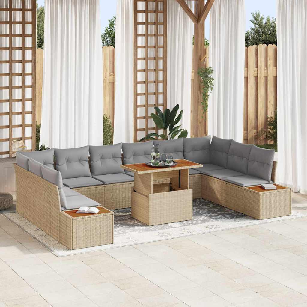 Garten Essgruppe mit Kissen 11 pcs Beige und Grau