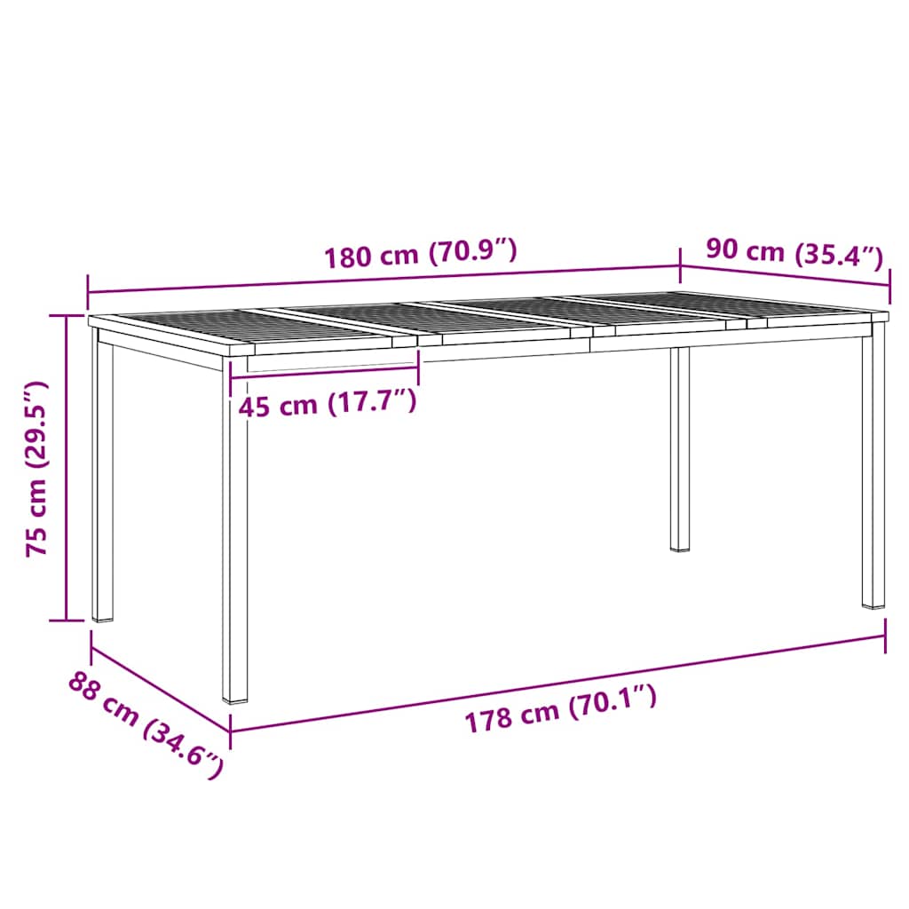 Esstisch Braun 180 x 90 x 75 cm Massivholz Akazie