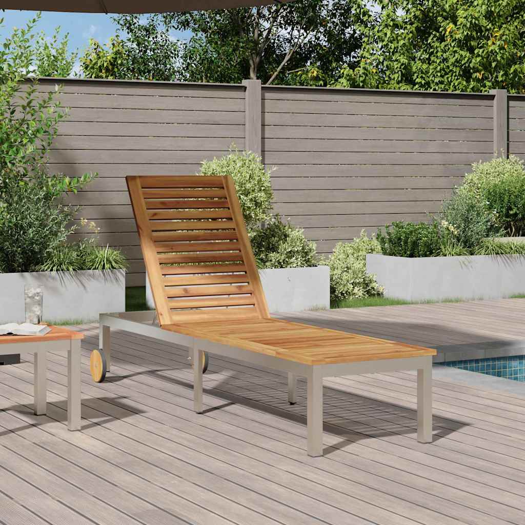 Sonnenliege Öl-Natur 205 x 53 x 100 cm Massivholz Akazie