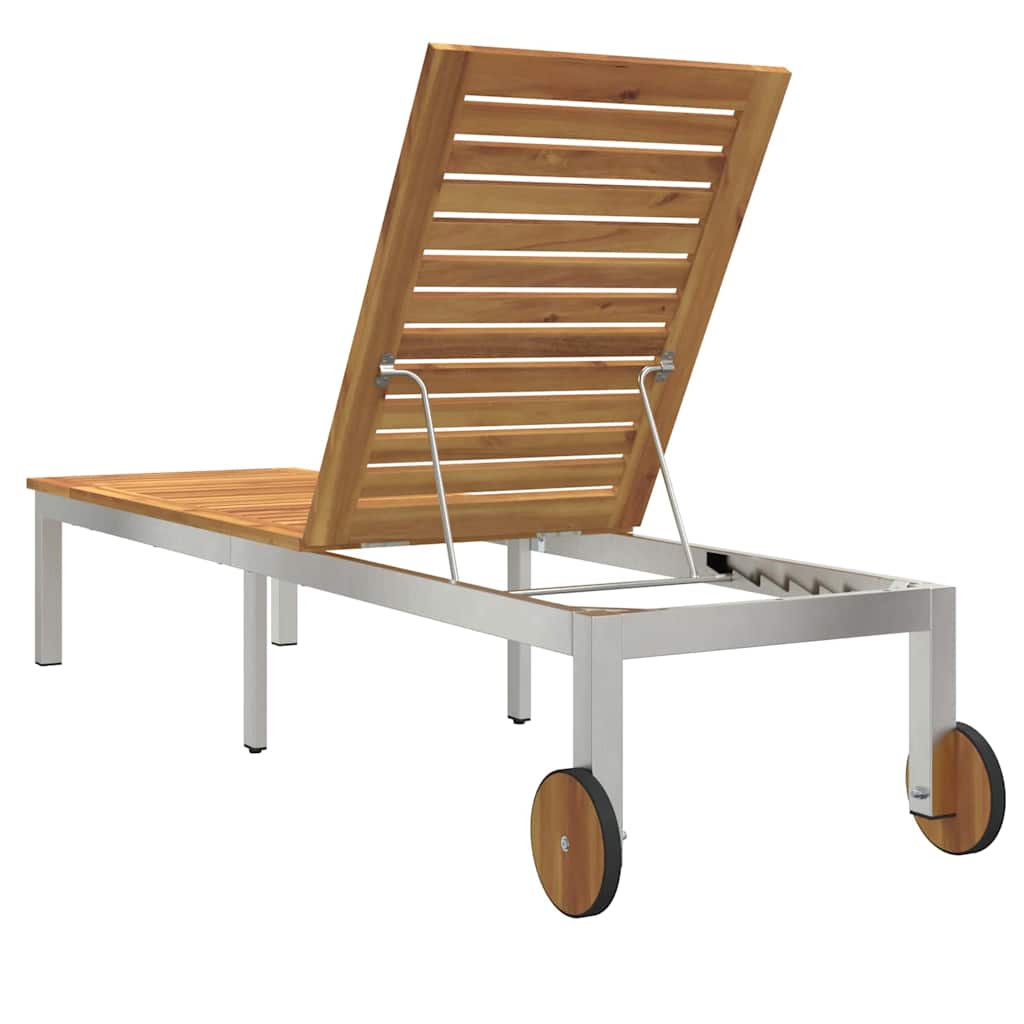 Sonnenliege Öl-Natur 205 x 53 x 100 cm Massivholz Akazie