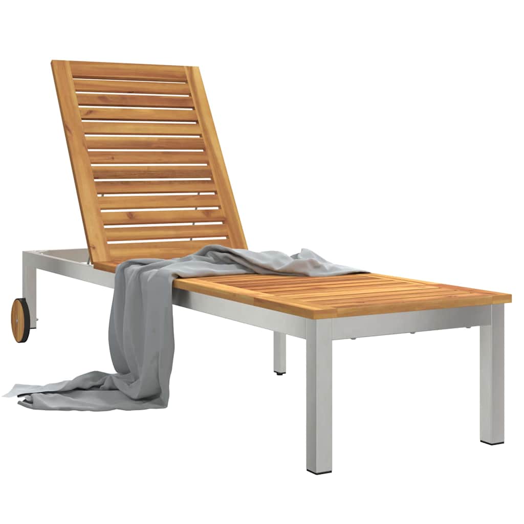 Sonnenliege Öl-Natur 205 x 53 x 100 cm Massivholz Akazie