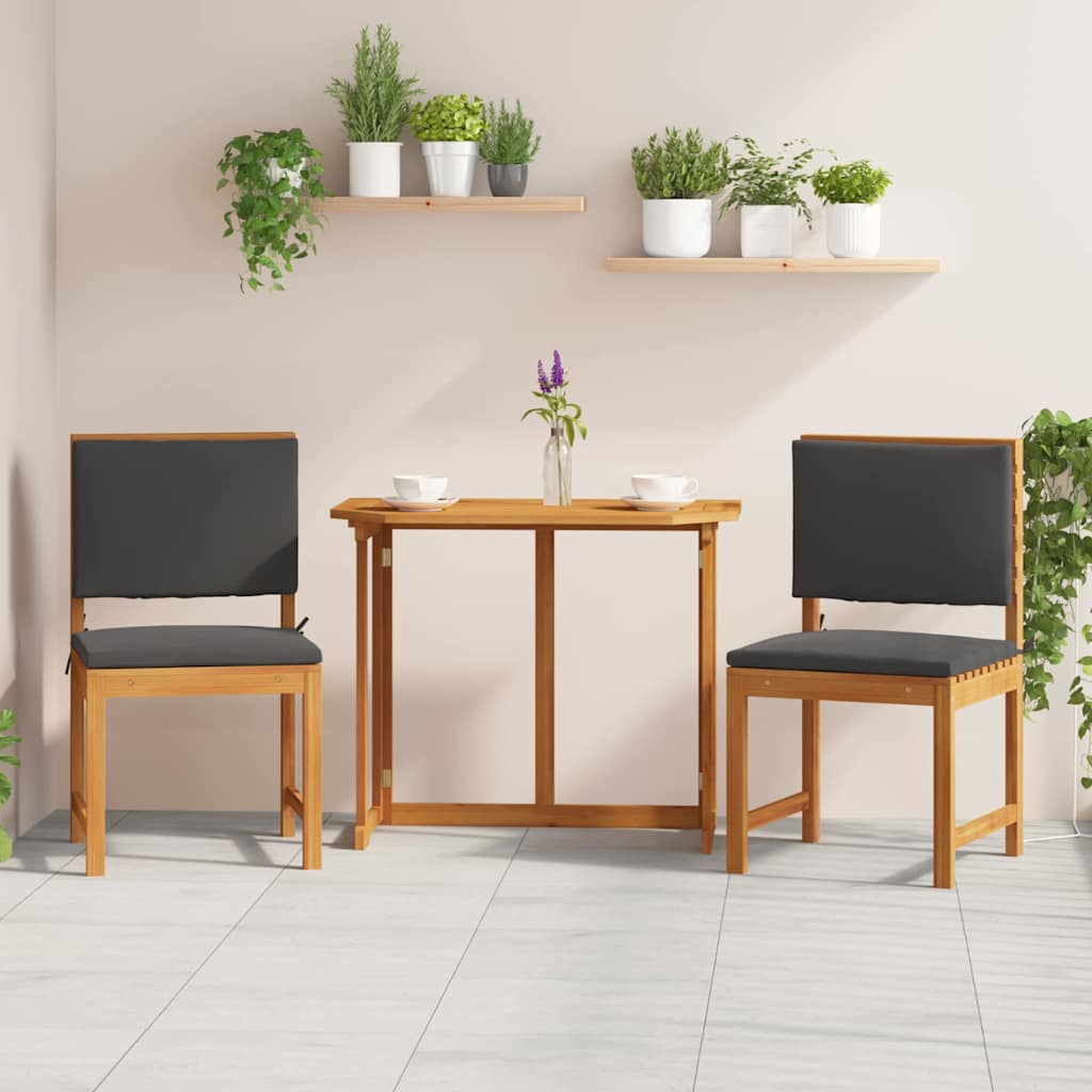 Gartenstuhl mit Kissen 2 pcs Braun Massivholz Akazie