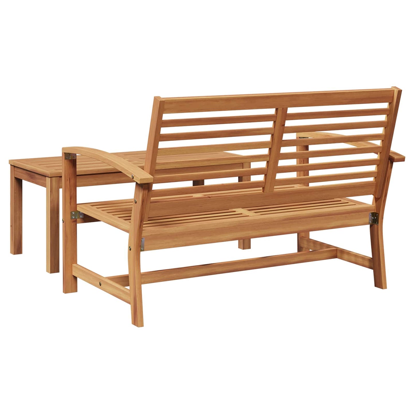 Gartenbank und Tischset 2 Stück Braun Massivholz Teak