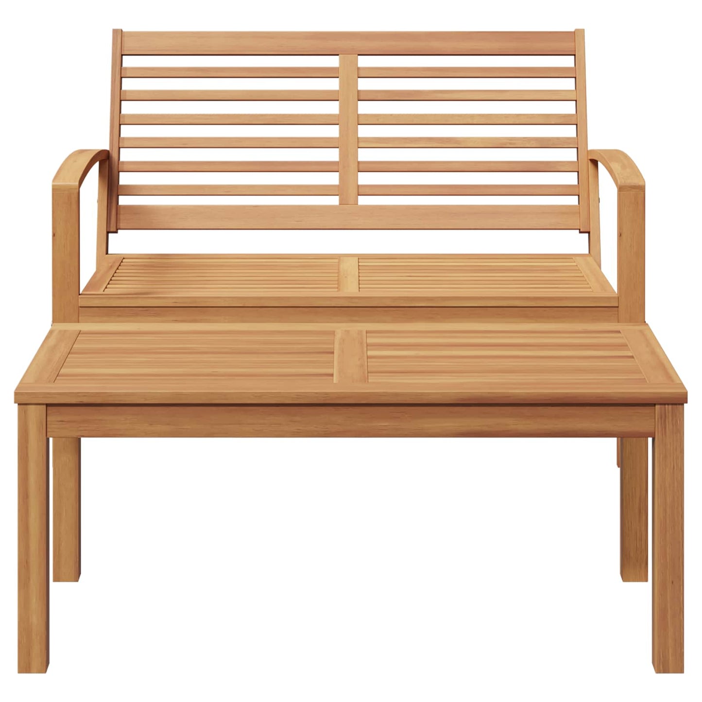 Gartenbank und Tischset 2 Stück Braun Massivholz Teak