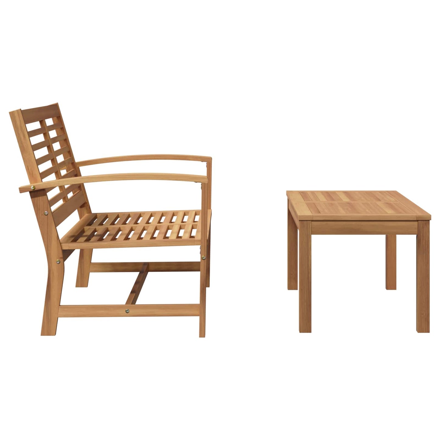 Gartenbank und Tischset 2 Stück Braun Massivholz Teak