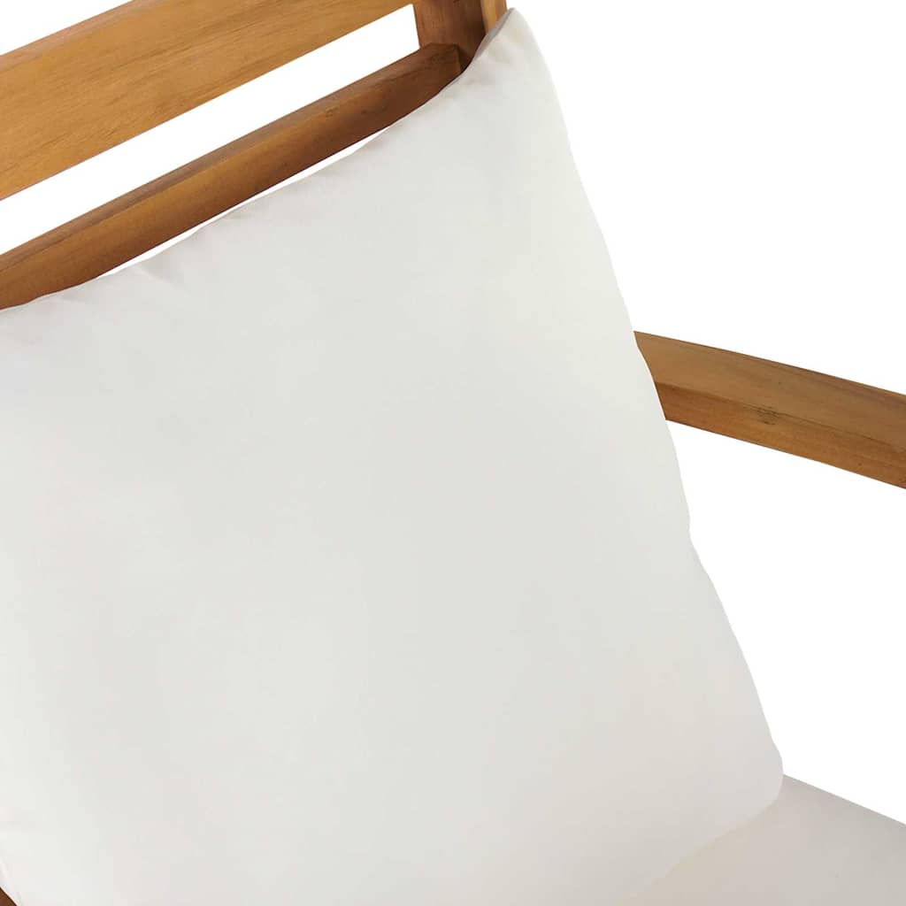 Bank Braun und Creme 110 x 66 x 76 cm Massivholz Teak