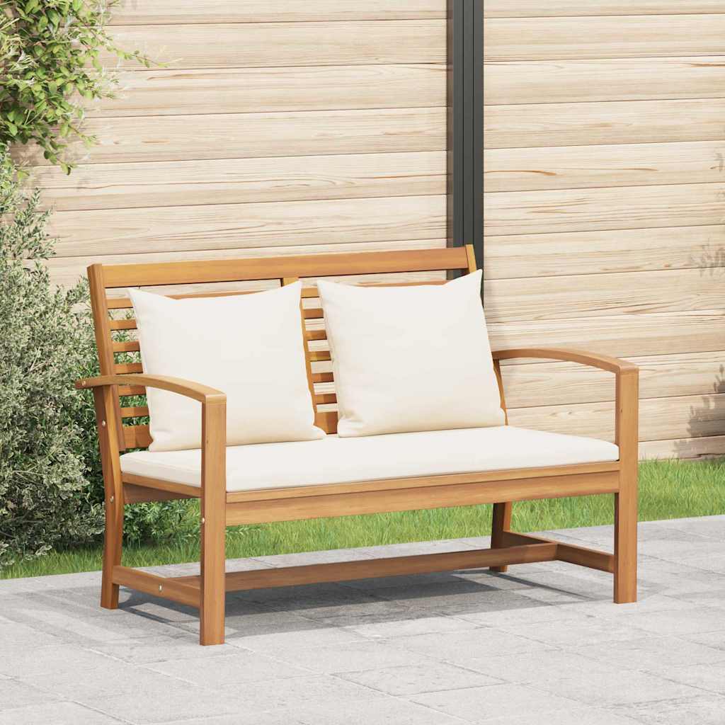 Bank Braun und Creme 110 x 66 x 76 cm Massivholz Teak