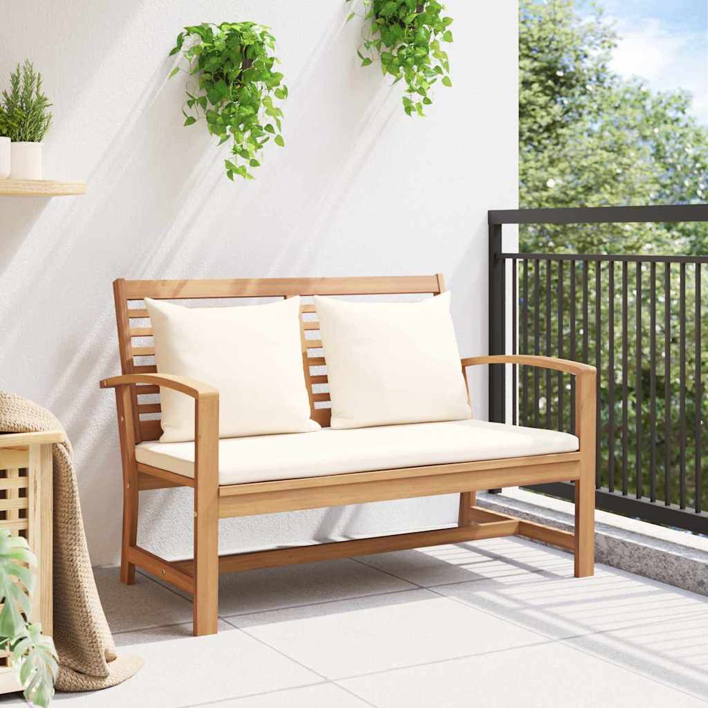 Bank Braun und Creme 110 x 66 x 76 cm Massivholz Teak