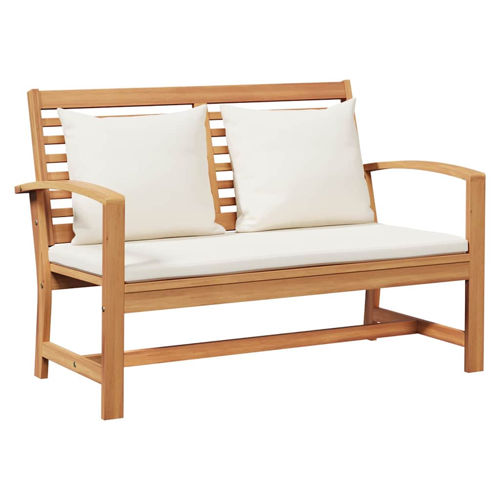 Bank Braun und Creme 110 x 66 x 76 cm Massivholz Teak