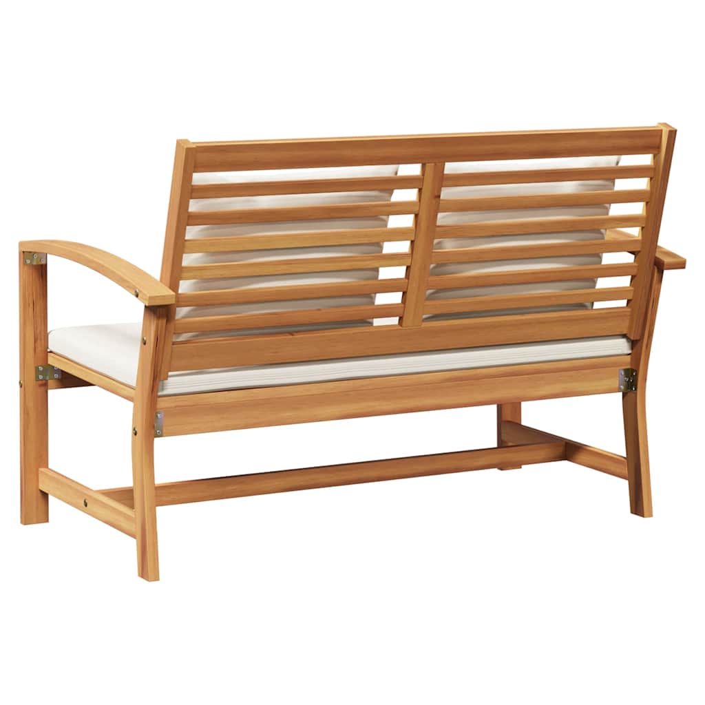 Bank Braun und Creme 110 x 66 x 76 cm Massivholz Teak
