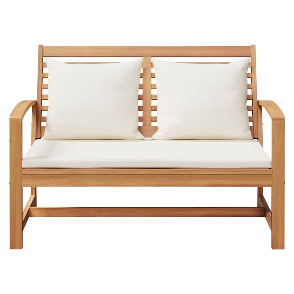 Bank Braun und Creme 110 x 66 x 76 cm Massivholz Teak