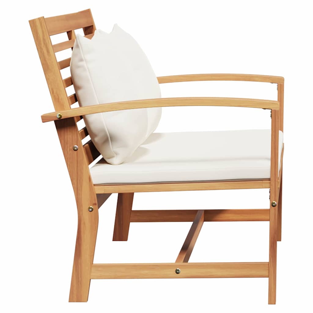 Bank Braun und Creme 110 x 66 x 76 cm Massivholz Teak