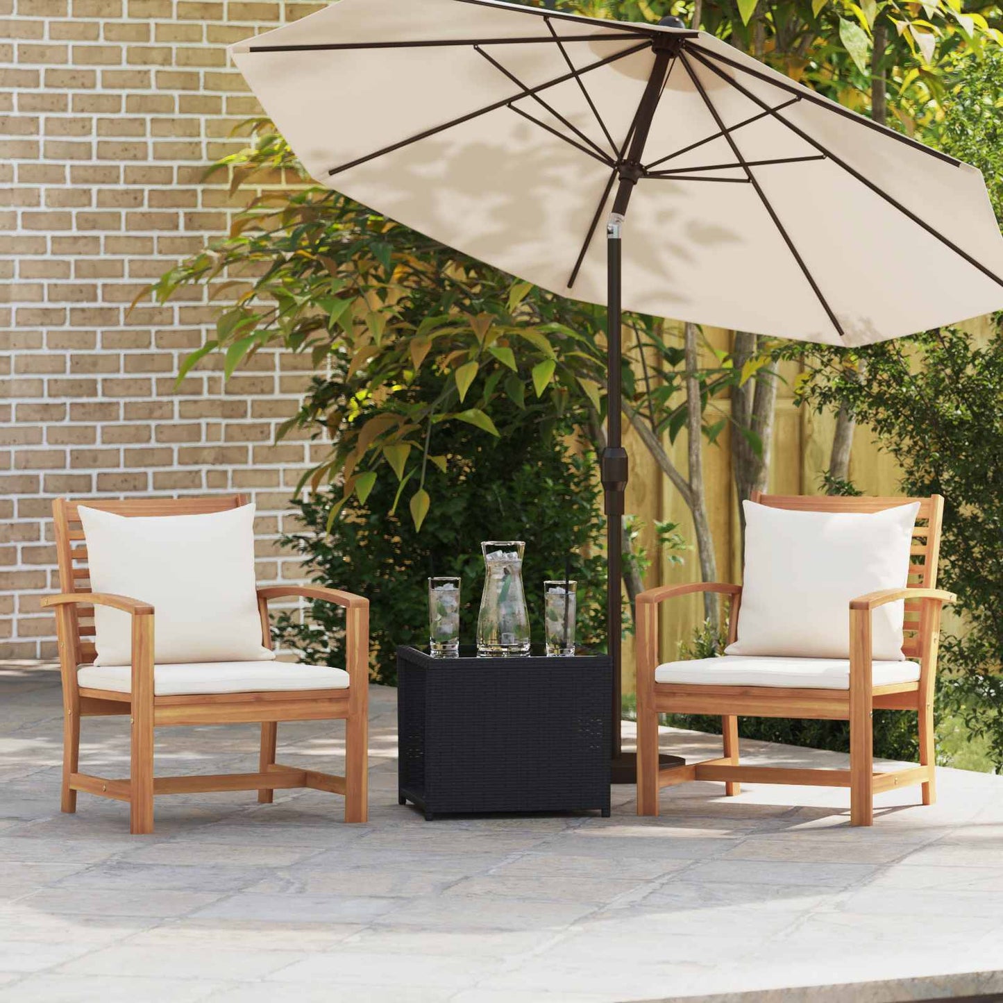 Stuhl 2 Stück Braun und Creme 65 x 60 x 76,5 cm Massivholz Teak