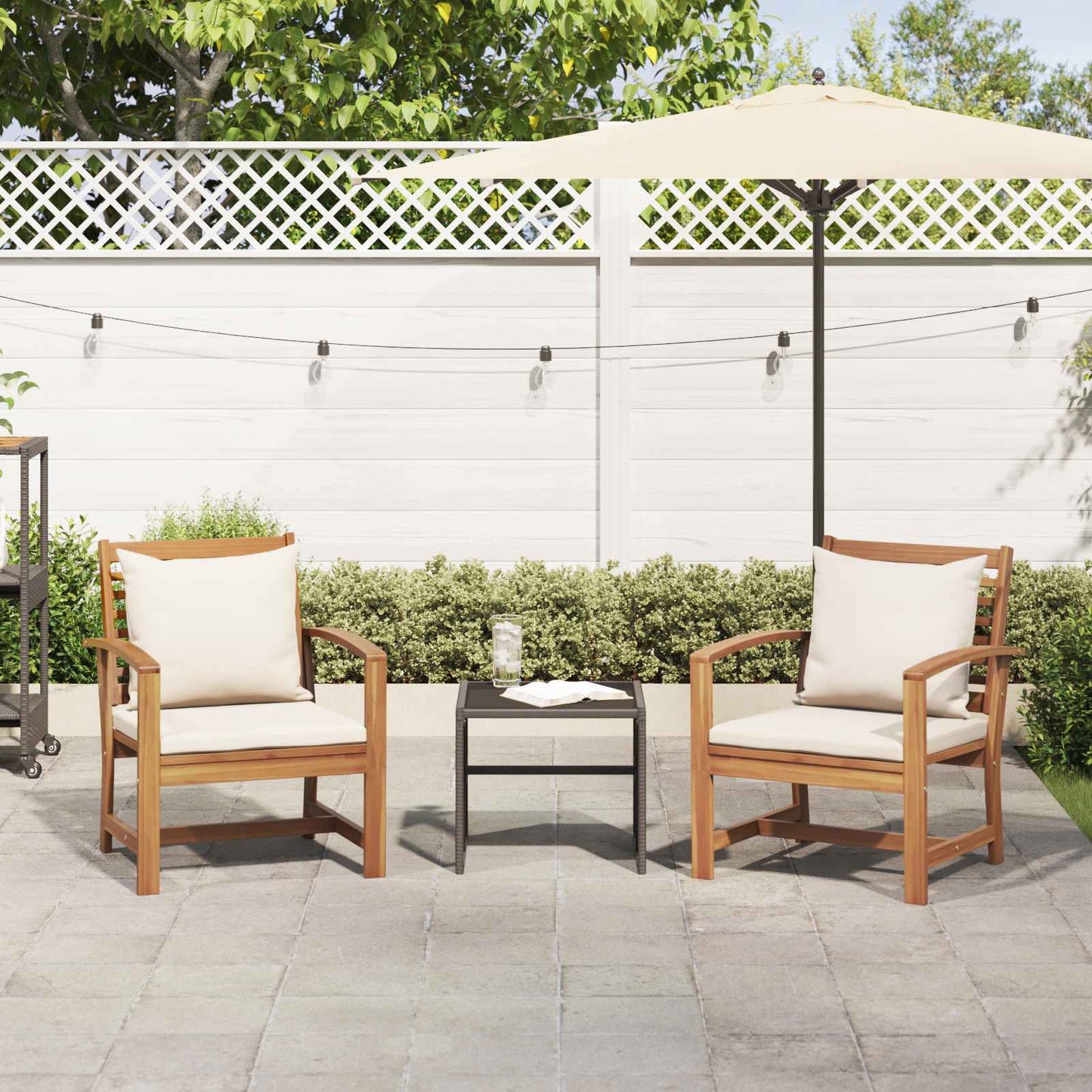 Stuhl 2 Stück Braun und Creme 65 x 60 x 76,5 cm Massivholz Teak