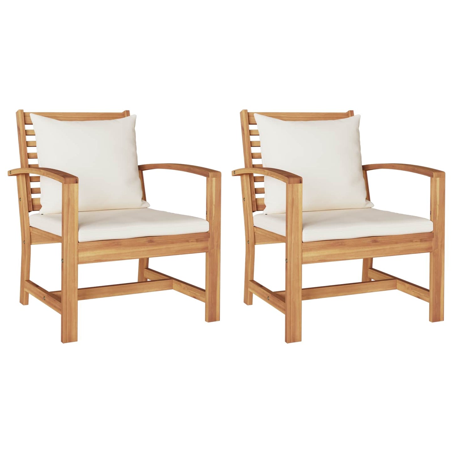 Stuhl 2 Stück Braun und Creme 65 x 60 x 76,5 cm Massivholz Teak