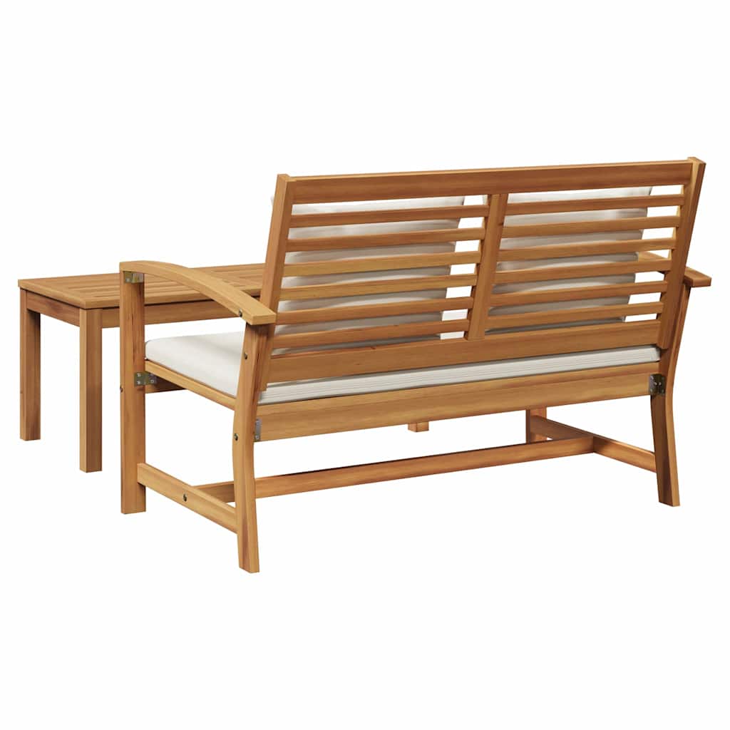 Gartenbank- und Tischset mit Polster 2 Stück Braun und Creme