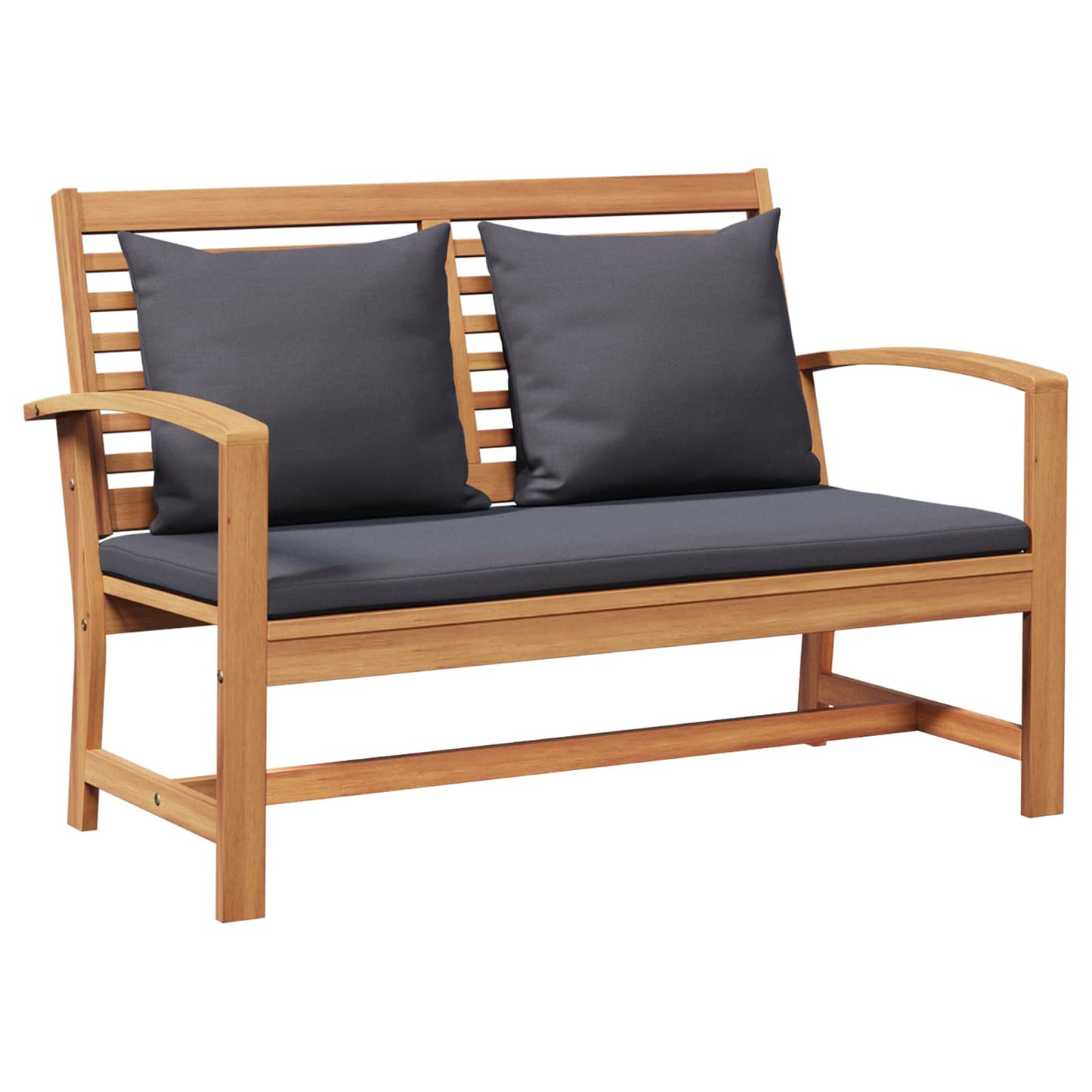 Gartenbank- und Tischset mit Polster 2 Stück Massivholz Teak